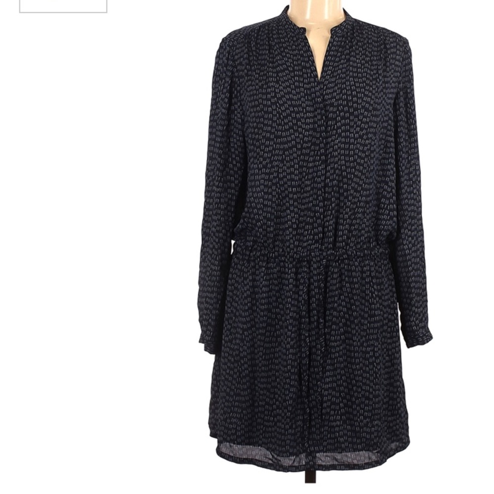 Dark Blue Hilary Radley long sleeve cinched dress.